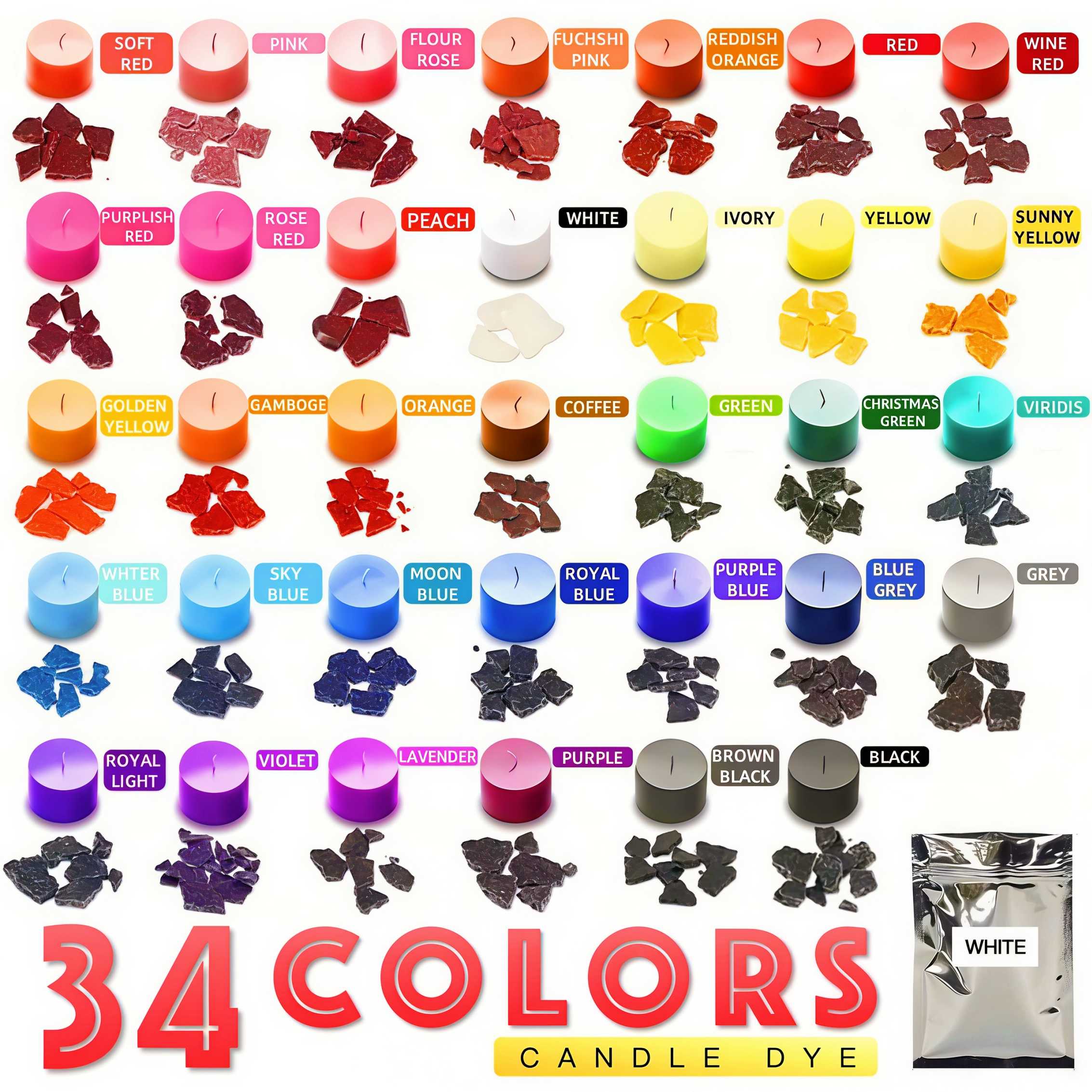 Candle Dyes - 34 Colors (1 Gra - Candle Dye Chip avaliação e preço