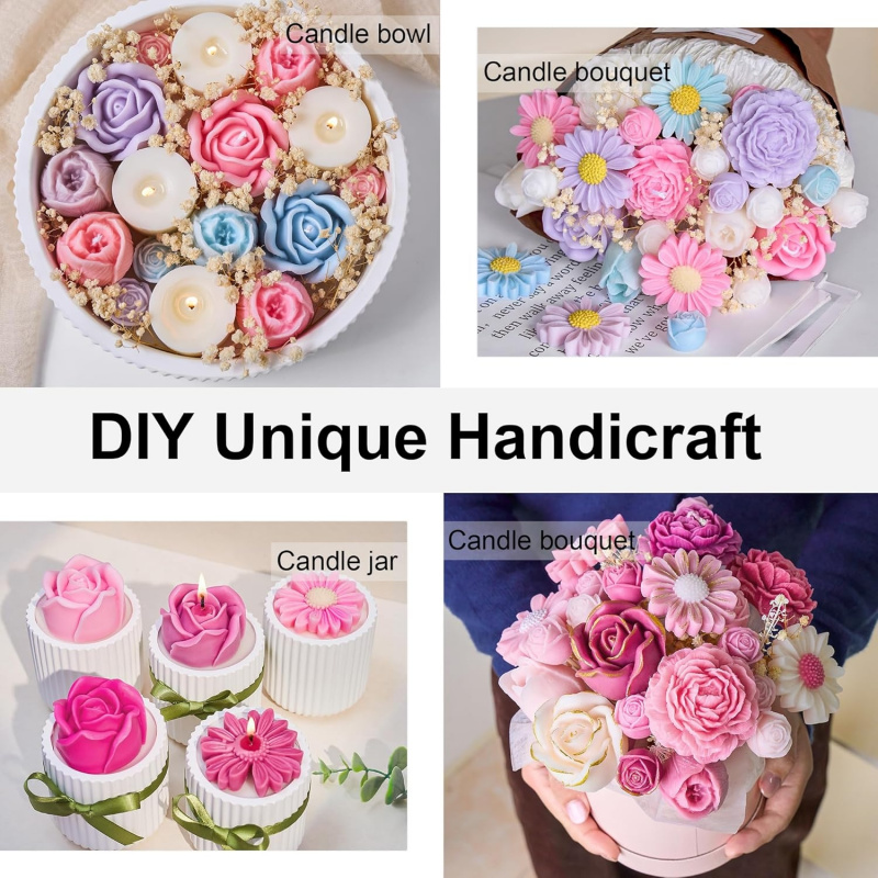 4Flower Candle Mold Set，Used f - Candle Making Kits avaliação e preço