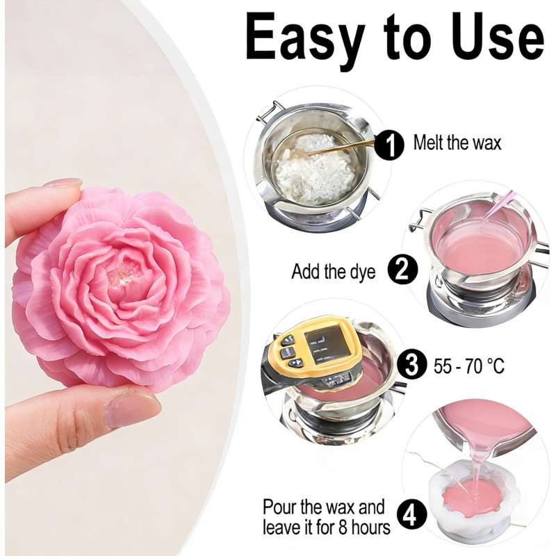 4Flower Candle Mold Set，Used f - Candle Making Kits avaliação e preço