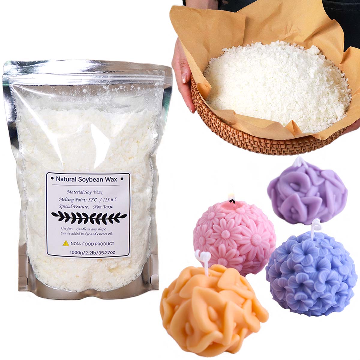 100/250/500/1000g Natural Soy  - Candle Making Soy Wax avaliação e preço