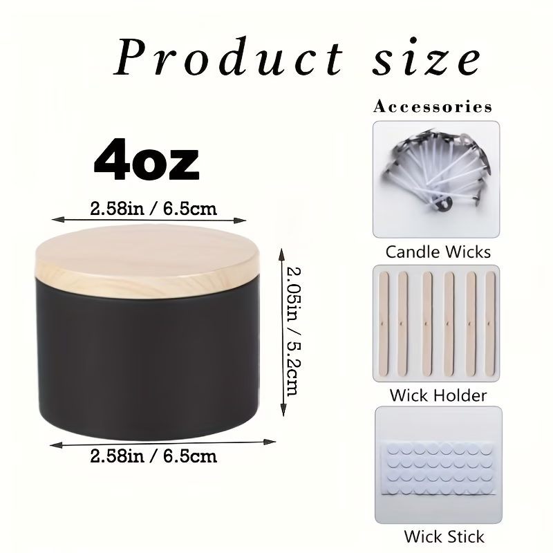 6Sets/46pcs Black Candle Jar S - Candle Making Jars Wholesale avaliação e preço
