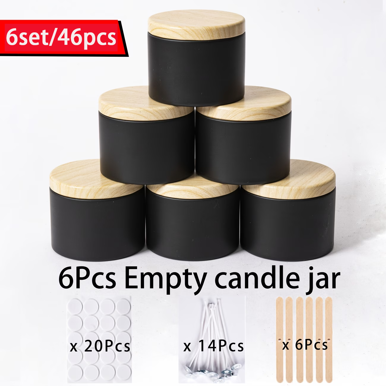 6Sets/46pcs Black Candle Jar S - Candle Making Jars Wholesale avaliação e preço