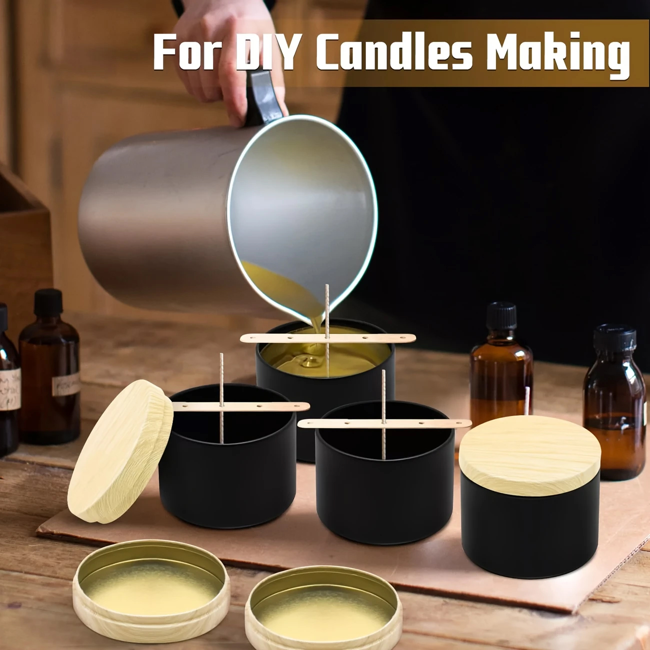 6Sets/46pcs Black Candle Jar S - Candle Making Jars Wholesale avaliação e preço