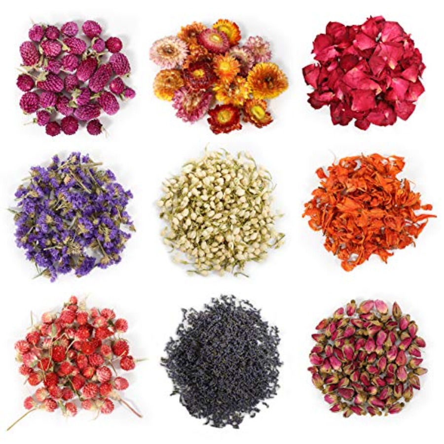 9 Bags Dried Flowers,100% Natu - Candle Making Kits avaliação e preço